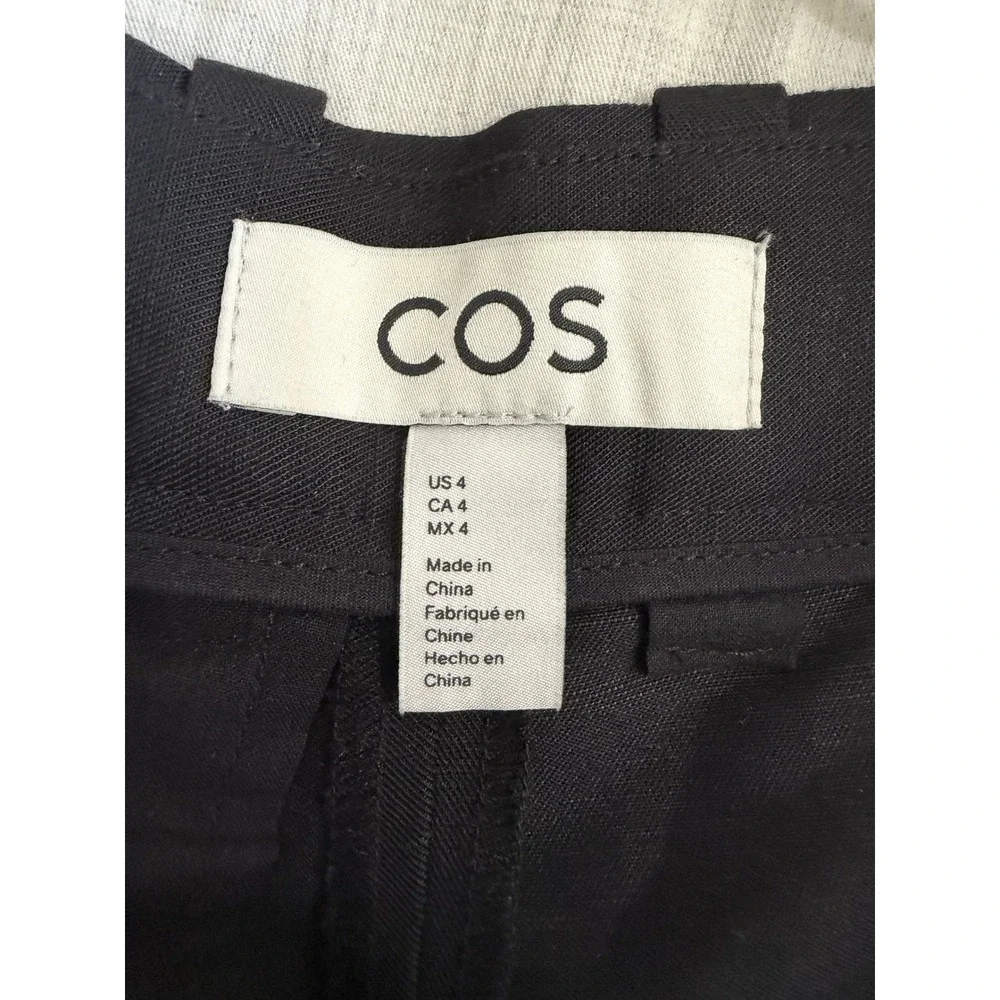 COS Wide Leg Culottes Women 4 Black Linen Blend Crop Pants